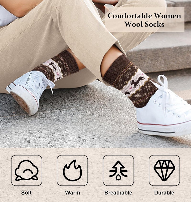 YSense Wool Socks for Women, Winter Boot Socks Stocking Stuffers Gifts for Women Warm Crew Hiking - Image 5